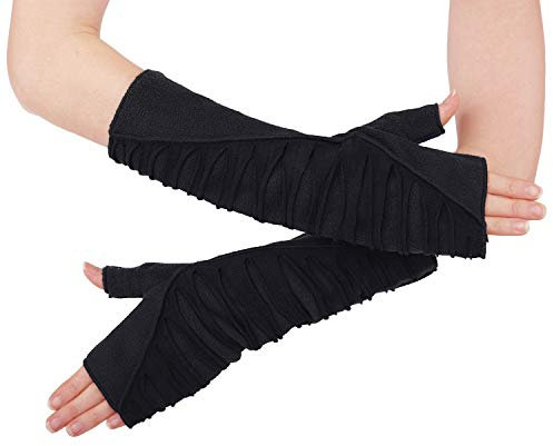PUREWONDER Damen Armstulpen Fleece Handstulpen Design Nr. 2 Farbe Schwarz