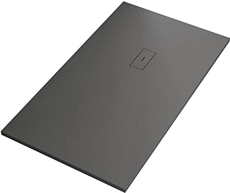 Receveur de douche MAKA en résine marbre gris foncé effet pierre ciment - 70 x 170