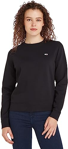Tommy Jeans Damen Sweatshirt TJW Regular ohne Kapuze, Schwarz (Black), M