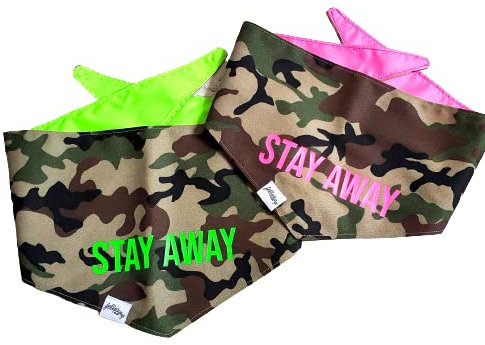 Halstuch für Hunde personalisierbar mit Name oder Wunschtext - Camouflage und Neonfarben - Stylisches Hundebandana