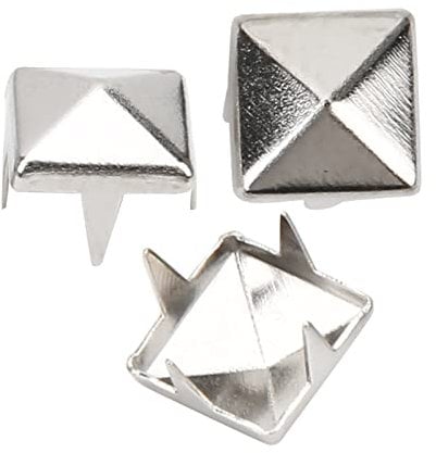 400 Sätze Vier Backen Vierkant Spike Nieten, DIY Leder Spike Nieten Quadratische Spike Nieten Tasche Nieten Lederbekleidung Schuhe Nieten(5mm Silber)