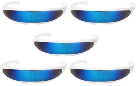 Colcolo 5er Pack Futuristische Verspiegelte Visor Sonnenbrille Partybrille
