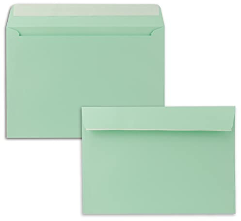 25x Briefumschläge DIN C5 Mintgrün (Grün)- 16,2 x 22,9 cm - Haftklebung - Edle Kuverts für große Einladungen und Karten zum Geburtstag oder Hochzeit