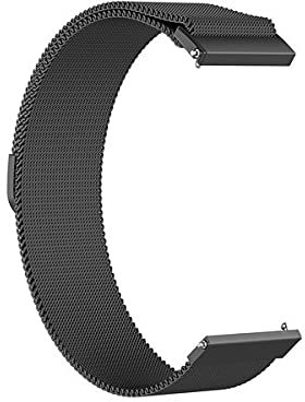 Strap-it 22mm Universal Edelstahl Uhrenarmband - Schnellverschluss Milanese Metallarmband mit Magnetverschluss für Alle (Smart) watches für Damen und Herren - Schwarz