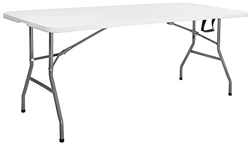 SPRINGOS Partytisch Banketttisch klappbarer Gartentisch für Gastronomie m. Tragegriff Kofferfunktion Kunststoff Metall In- & Outdoor (Weiß)