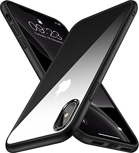 TENDLIN Kompatibel mit iPhone XS Max Hülle Vergilbungsfrei Harte Transparent PC Rückseite und Weiche Silikon Stoßstange Extrem Dünn Handyhülle iPhone XS Max - Schwarz