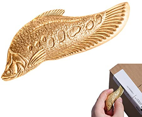 COPPERTIST.WU Fish Letter Opener- Used for Keychain Accessories,Letter Opener,Backpack Pendant,Utility Knife - Handmade Original Design (03 Brass Chitala)