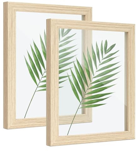 SUMGAR Marco de Fotos 20x25 cm/8x10 inch Marco de Mesa de Madera Marco de Pared Marco de Fotos Moderno Natural Marco de Herbario Minimalista con Cristal Marco de Fotos Conmemorativo, 2pcs