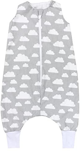 TupTam Baby Sommer Schlafsack mit Beinen 0.5 TOG OEKO-TEX zertifizierte Materialien unwattiert Unisex, Farbe: Wolken Grau, Größe: 110-122