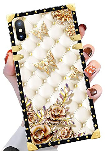 Yuning419 Case Compatible with iPhone XR Case,Luxury Soft TPU & Hard PC Back for Girls Women,Shockproof Protective Cover,1 Diamond Butterfly
