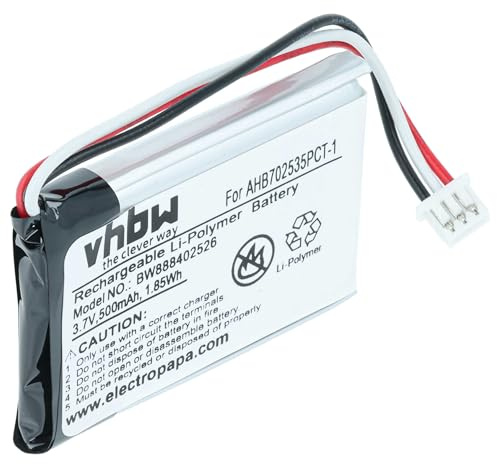 vhbw Akku Ersatz für Sennheiser AHB702535PCT-01 | für Wireless Headset Kopfhörer (500 mAh, 3,7 V, Li-Polymer)
