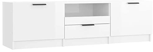 vidaXL TV Schrank Lowboard TV Möbel Tisch Board Sideboard Fernsehschrank Fernsehtisch HiFi-Schrank Hochglanz-Weiß 140x35x40cm Holzwerkstoff
