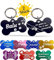 Unikat Branding | 2 Stück Erkennungsmarken | Hund, Katze und Herrchen | Hundemarke personalisiert | Beidseitig mit Gravur | Knochen | Rosa | 38 mm