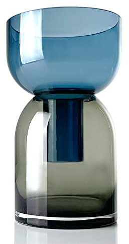 Cloudnola Grand Vase à Fleurs réversible en Verre et Vase à bourgeons, Gris fumé et Bleu, 24,1 cm de Hauteur x 14,2 cm de diamètre, décoration de Maison, de Mariage et d'événements