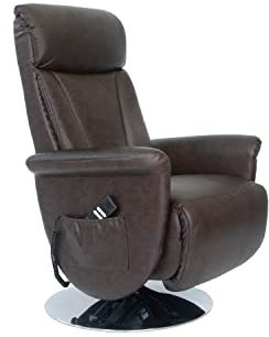 POLTRONE ITALIA Elena 2 Moteurs pivotant Cuir Fauteuil releveur inclinable électrique Fauteuil de Relaxation Fauteuil TV Salon Marron foncé
