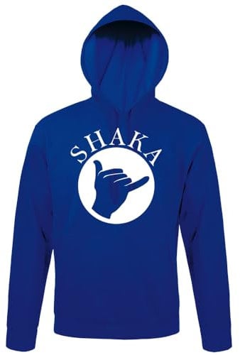 shirt84 Shaka Saludo Hombres Sudadera con Capucha, Azul Royal., XXXXL