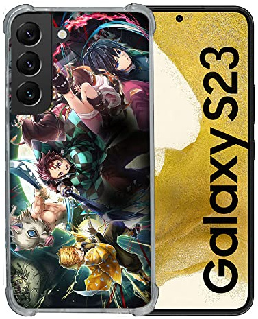 Cokitec Schutzhülle aus Hartglas für Samsung Galaxy S23 Manga Demon Slayer Gruppe