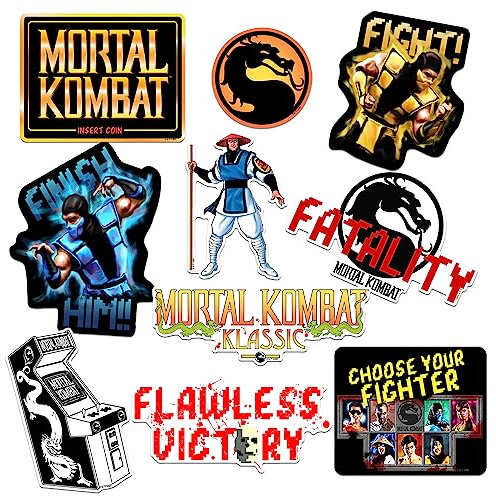 Mortal Kombat Klassic Vinyl Große Deluxe Aufkleber Variety Pack – Laptop, Wasserflasche, Scrapbooking, Tablet, Skateboard, Indoor/Outdoor – Set von 10