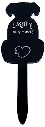 KC Laser Crafts Piquet commémoratif personnalisé en acrylique pour chien Noir, noir brillant, taille unique