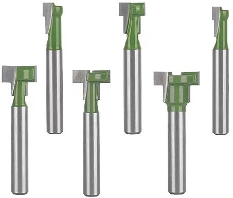 TOTOWOOD Ensemble de fraises à défoncer à trou de serrure, 6 pièces de fraises à défoncer 6,35 mm, 6 pièces de fraises de défonceuse de 6,35 mm, 9,4 cm, 9,4 cm, 1,27 cm et 1,6 cm de diamètre de la