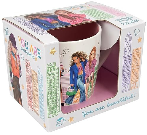 Depesche 12608 TOPModel City Girls - Tasse mit Model Motiv und Skyline, Trinkbecher aus Porzellan mit Henkel, Füllmenge ca. 300 ml