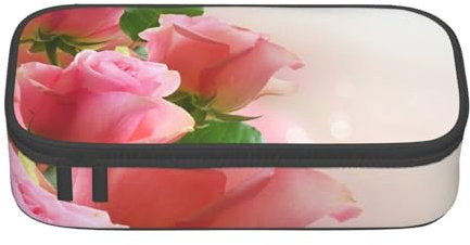 FROON Trousse à crayons en tissu Oxford durable avec baleines sauteuses – Organiseur de papeterie de grande capacité pour stylos et papeterie, Roses roses., Taille unique, Cartable