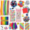 DOITEM Pfeifenreiniger Craft Supplies, 1000+Pcs Kunsthandwerk Zubehör einschließlich Pfeifenreiniger Wiggle Googly Eyes Pom Poms Federn Sticks Pailletten Schaumstoff Papiere Aufkleber für Kinder