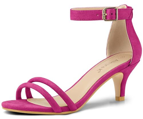 Allegra K Women's Kitten Heel Ankle Strap Sandals Hot Pink 4.5 UK/Label Size 6.5 US