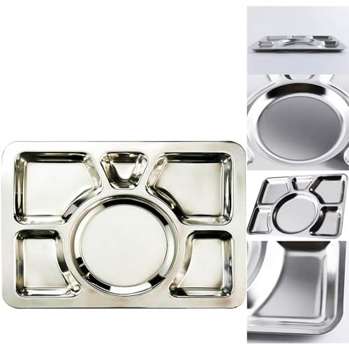 NT 6 Compartment DIV Tray Master Cook Stainless Steel Large Thali Food Serving Indian Dinner Plate Lunch Tray Restaurant & Home Kitchenware UK Free P&P