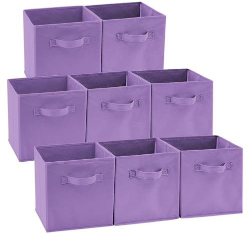 EZOWare Aufbewahrungskörbe Faltbare Würfel-Aufbewahrungsboxen, 8er-Set, Faltbare Aufbewahrungsbox für Kleinkinder, Kinderzimmer, Zuhause, 26,7x26,7x28cm / Dunkles -Lila