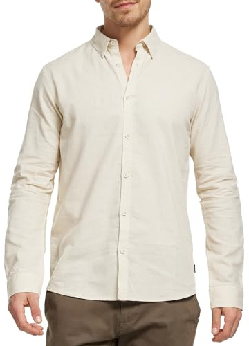 Indicode Herren Brayden Hemd gestreift mit Button-Down-Kragen | Herrenhemd Männerhemd Fog, XXL