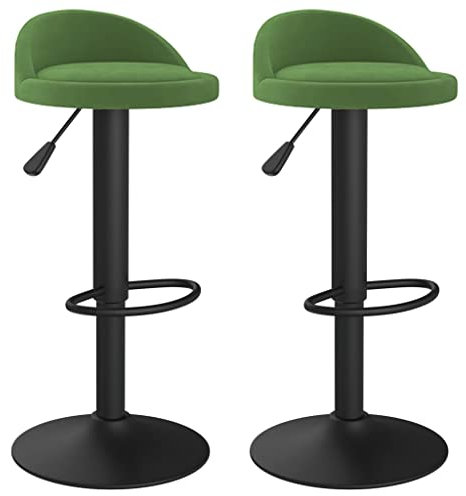 vidaXL 2X Barhocker Drehbar Höhenverstellbar Küchenhocker Barstuhl Tresenhocker Tresenstuhl Thekenhocker Bistrohocker Bar Stuhl Hocker Dunkelgrün Samt