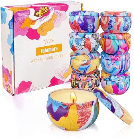 Fafamara 9er Duftkerzen Set, Natürliche Aromatherapie Kerzen, Multipack Kleine Kerzen, Sojawachs Kerze, Geschenk zum Geburtstag, Jahrestag, Weihnachten