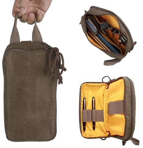 Khaki Klein EDC Pouch Organizer aus Gewachster Leinwand 24x12x6cm