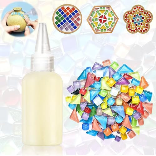 ALLONY Collante Trasparente per Mosaico, Colla per Mosaico Vetro, Pasta Sigillante per Mosaic, Mosaic Glue, Mosaic 200g, Mosaic Glue 50ml, Possono Essere Utilizzati Insieme per Il Fai da Te