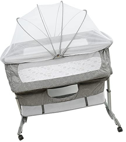 OHMG 3 in 1 Kinderbett mit Matratze und Moskitonetz, Wiege für Neugeborene Seite Bett für Cosleeping, Wiege Baby Bassinet Baby, Bedside Sleeper, Co-sleeping Bett für Babys von 1 bis 36 Monaten