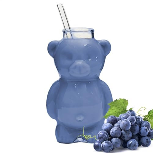 Taza de agua de vidrio con forma de oso, taza de agua de vidrio con forma de oso, vasos de café, tazas de té, vasos de oso, vasos transparentes con forma de oso