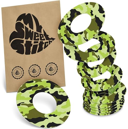MySweetStitch 10 Ringpatches für FreeStyle Libre 2/Select rund Camo | Stabilisiert ablösende Ränder, Mitte bleibt frei, wasserfest und flexibel, bis zu 15 Tage Halt