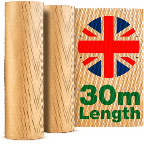 Brown Honeycomb Packing Paper Roll 30m x 30cm | Moving House Essentials | Eco-Friendly Bubble Wrap Alternative | Packing Paper for Moving, Shipping & Packaging Materials