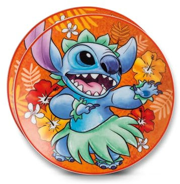 Egan Juego de 2 platos de postre Stitch azul D.19