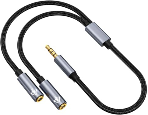 HLLYLL Audio Y Splitter Kabel Adapter, 3.5mm Buchse auf Doppel 3.5mm Klinkenstecker (Headset & Mikrofon) Headset Splitter Audio Adapter für Headset/Desktop/Laptop/PC/Gaming-Headset