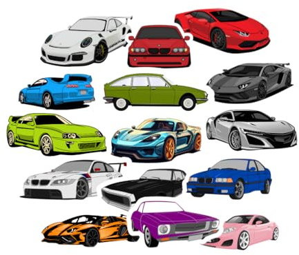 Auto Sticker Set, 15 Stück, coole Autos Aufkleber Set - Wasserfeste Vinyl Aufkleber - Aufkleber für Autos, LKWs, Vans, SUVs, Wände, Fenster, Laptops und Notizbücher