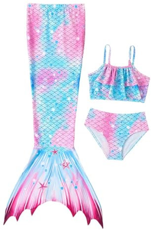 NaLatia Meerjungfrauenflosse Mädchen Cosplay Meerjungfrauenschwanz zum Schwimmen für Kinder mit Meerjungfrau Flosse