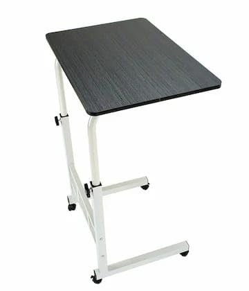Mobile Laptop Desk with Wheels, Height Adjustable Side Table for Sofa and Bed, Black