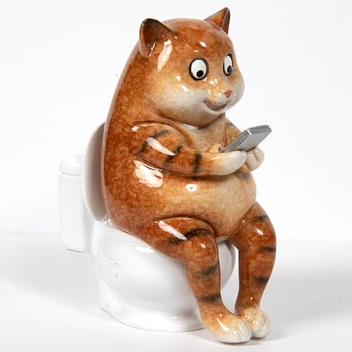 Lesser & Pavey Novelty s Cat Loo Time Decor Figurine | Rustic Decorative Style, Freestanding Piece, Charming Shelf Accent, Beautiful Finish, Fun Gift for Any Occasion