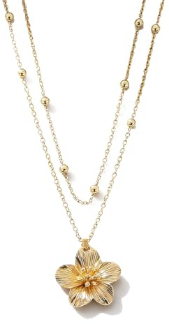 YingMengZhiGe Blumen Kette Anhänger Kette Gold Jewelry Wasserfest,Exquisite Clean Girl Schmuck Für Damen,Halskette Gold Necklace Women Elegant Chunky Jewelry,Schmuck Wasserfest Mit Blumen Anhänger