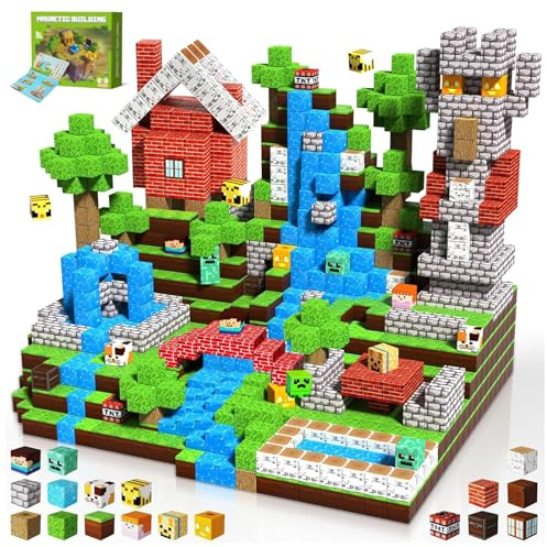 TAMOXI Magnetische Bausteine, 100 Teile Magnetbausteine Wald, Magnetische Bauwelt Spielzeug für Kinder ab 3 Jahre Verstaubare, Magnetblöcke STEM Montessori Geschenk zu Geburtstag für Jungen & Mädchen
