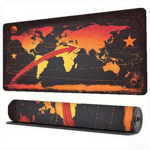 World Mouse Mat XXL 47.2x23.6x0.12 inch Large Gaming Mouse Pad Logo Desk Mat Stitched Edges, Washable Japanese Mousepad with Anti-Slip Rubber Base for Laptop Office Decor, Gifts for Women, Model368