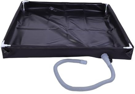 Luocute Piatto Doccia Portatile, Base Doccia Pieghevole 31,5x31,5x3,9 Pollici Impermeabile a Prova di Danni con Tubo di Scarico Staccabile, per Tenda da Campeggio Spiaggia Box Doccia (Black)