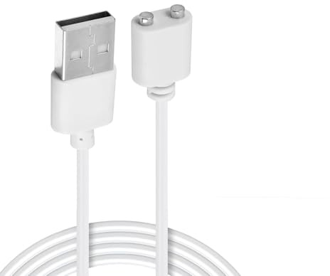 Xevtrak Magnetic Charger Cable, Vibrator Charger, Usb Magnetic Charging Cable with Copper Core, Wireless Massager Use, 7mm Dual Pin Devices Charger Cable, Universal Compatibility, White, 0.8m